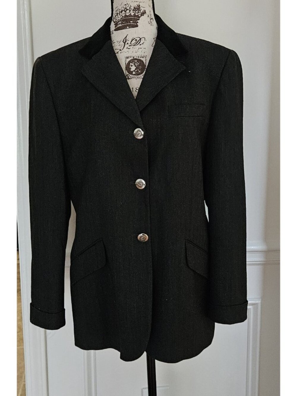 Lauren Ralph Lauren 14 Charcoal Grey Pure Wool Blazer Jacket